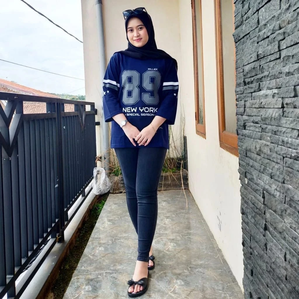 নেভি ব্লু ড্রপ শোল্ডার টি-শার্ট